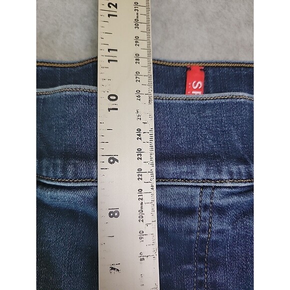 Spanx Jeans Womens Medium 28x27 Skinny High Rise Dark Disttessed Stretch Modern - Picture 10 of 14